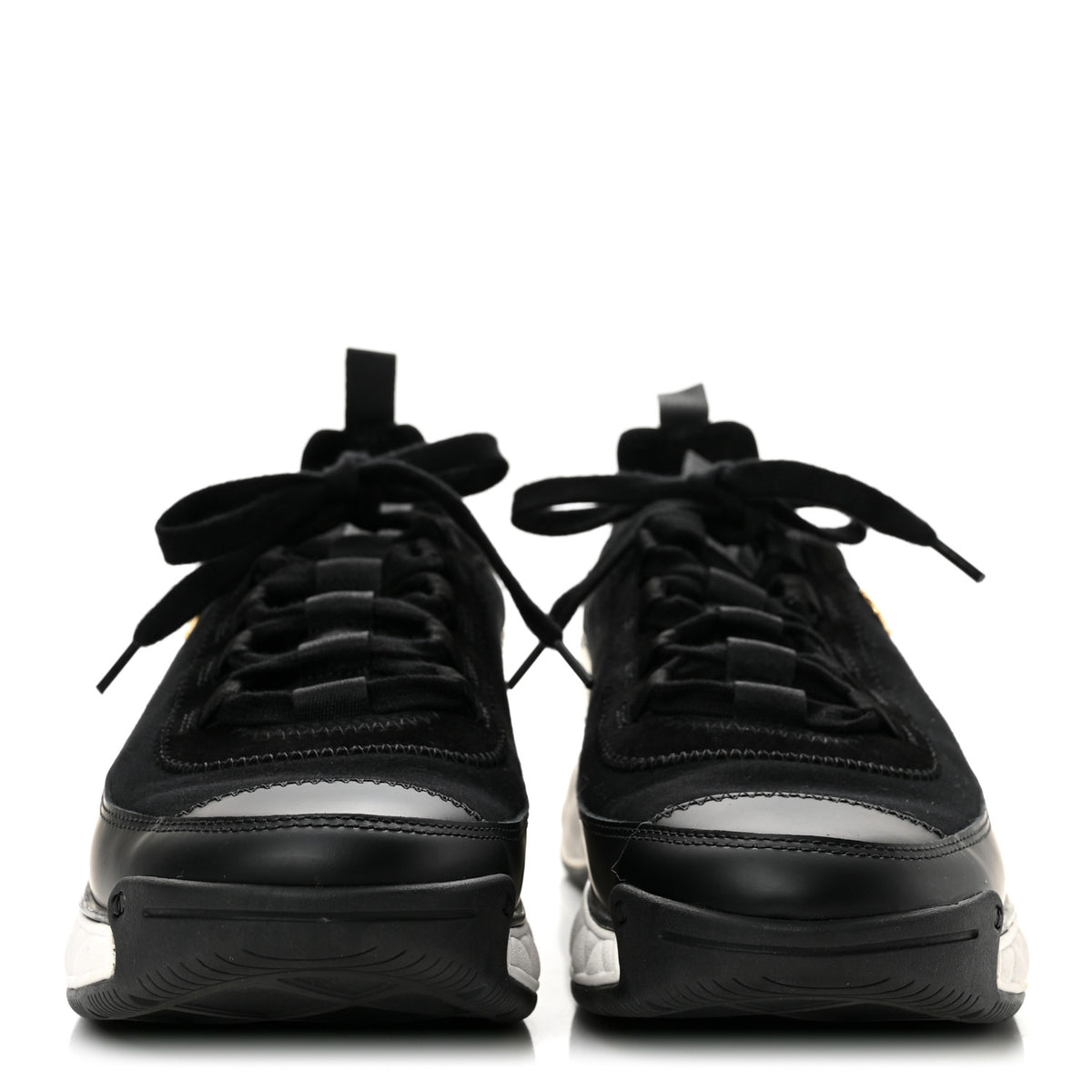 Velvet Calfskin Mixed Fibers CC Sneakers 41 Black
