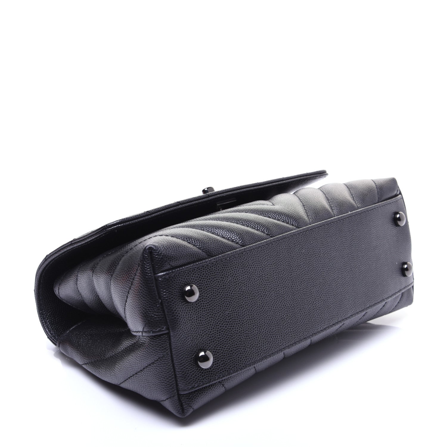 Chanel Caviar Chevron Quilted Mini Coco Handle Flap So Black 4 of 14