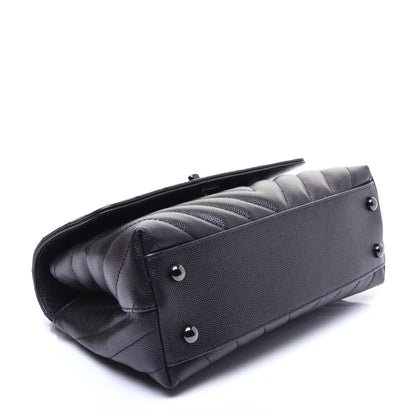 Chanel Caviar Chevron Quilted Mini Coco Handle Flap So Black 4 of 14