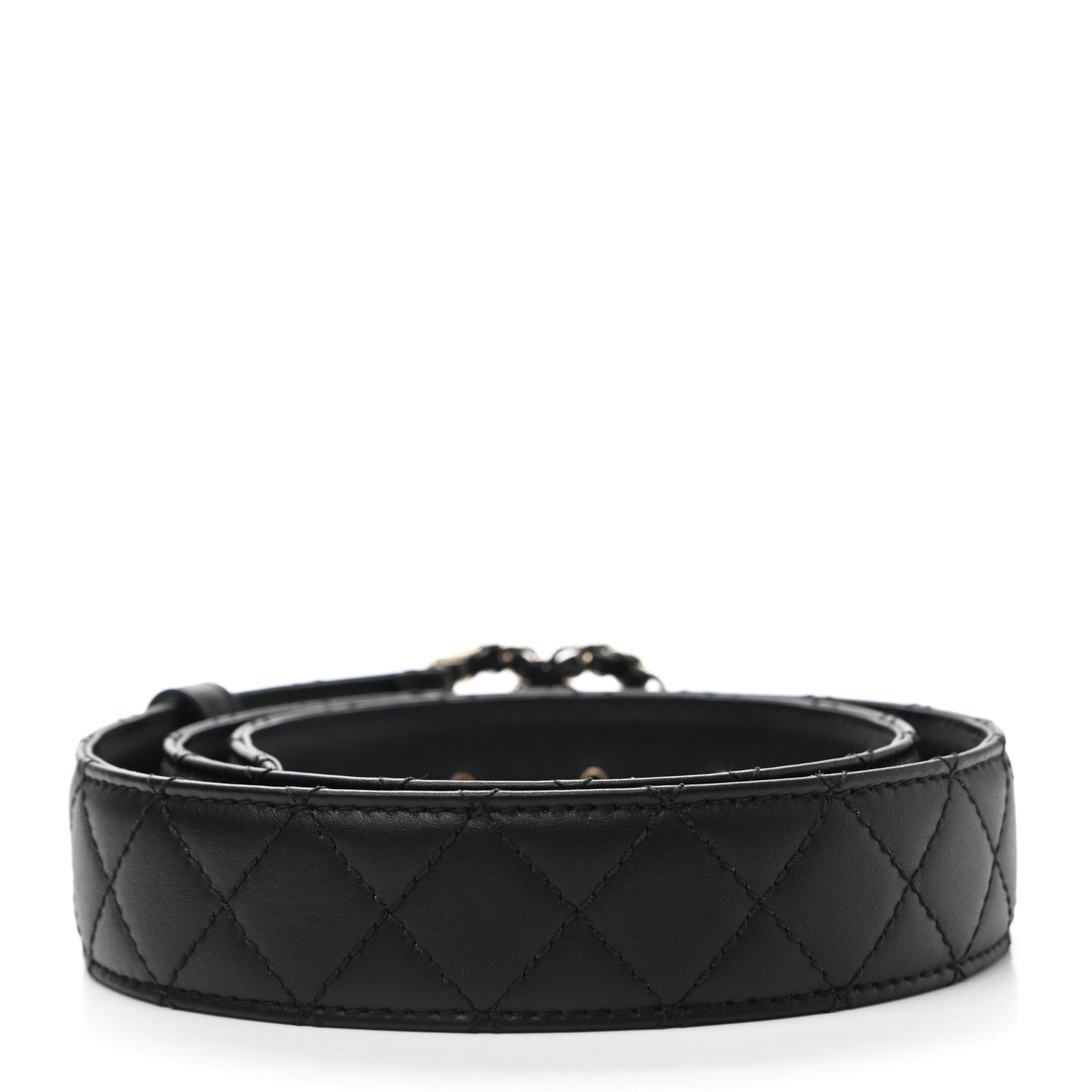 Lambskin Quilted CC Chain Belt 85 34 Black