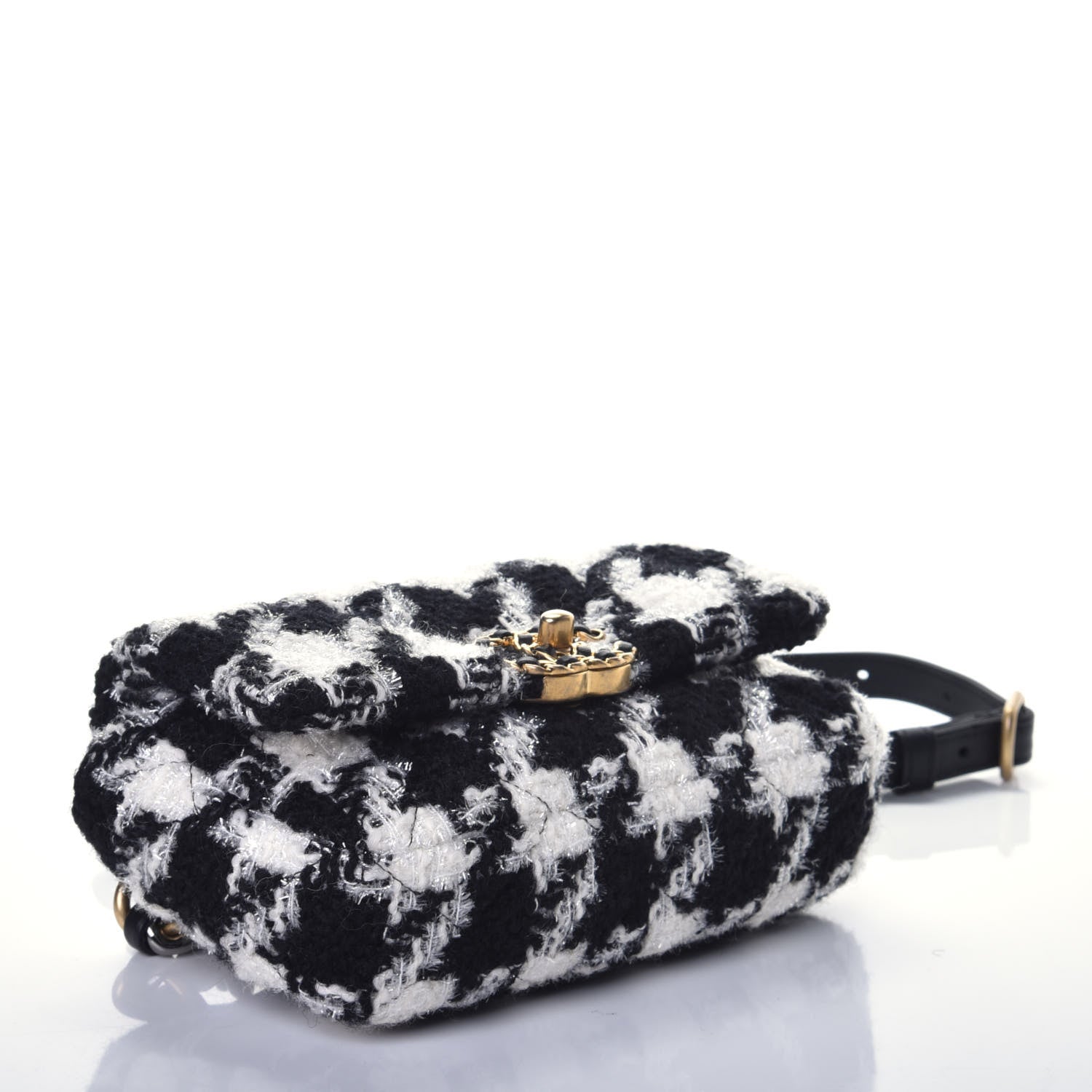Chanel Tweed Quilted Chanel 19 Waist Bag Black Ecru White 4 of 10
