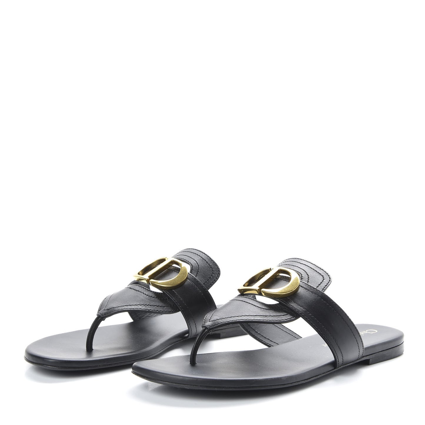 Calfskin 30 Montaigne Thong Sandals 36.5 Black