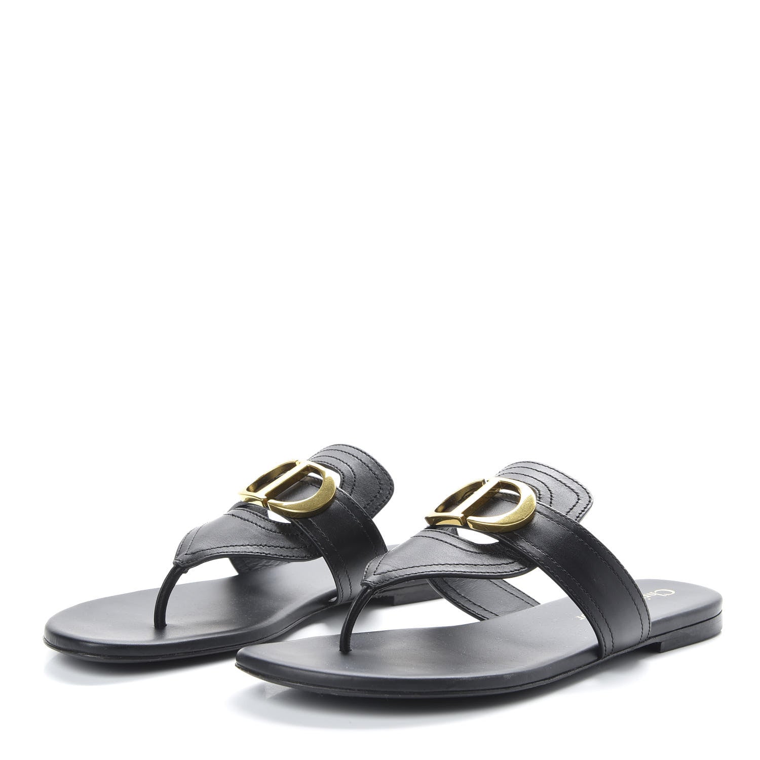 Christian Dior Calfskin 30 Montaigne Thong Sandals 36.5 Black 3 of 9