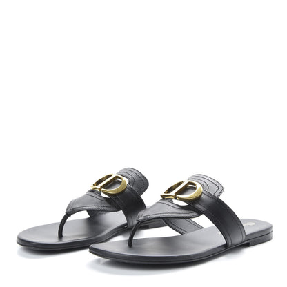 Christian Dior Calfskin 30 Montaigne Thong Sandals 36.5 Black 3 of 9