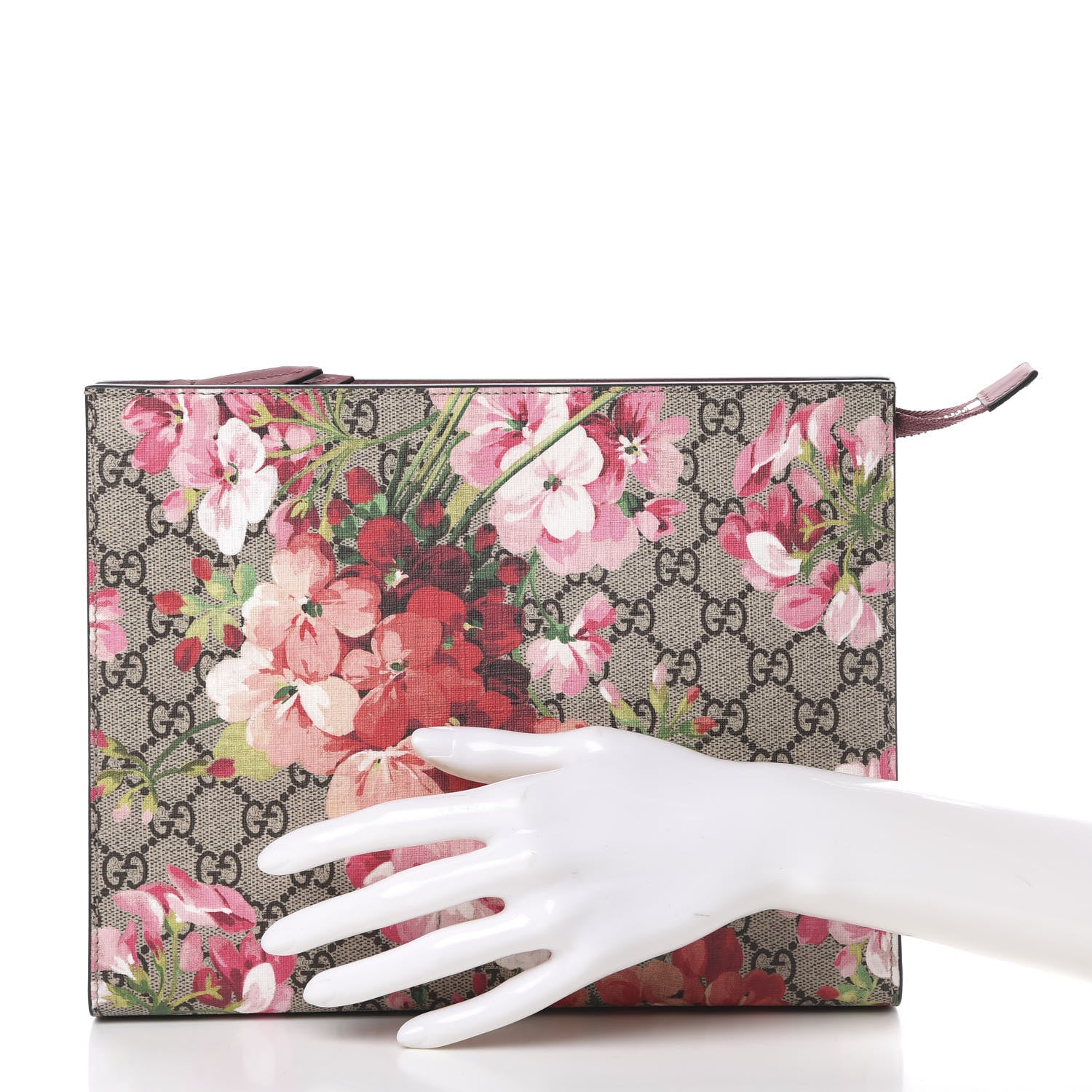 Gucci GG Supreme Monogram Blooms Large Cosmetic Case Beige Multicolor Dry Rose 2 of 8