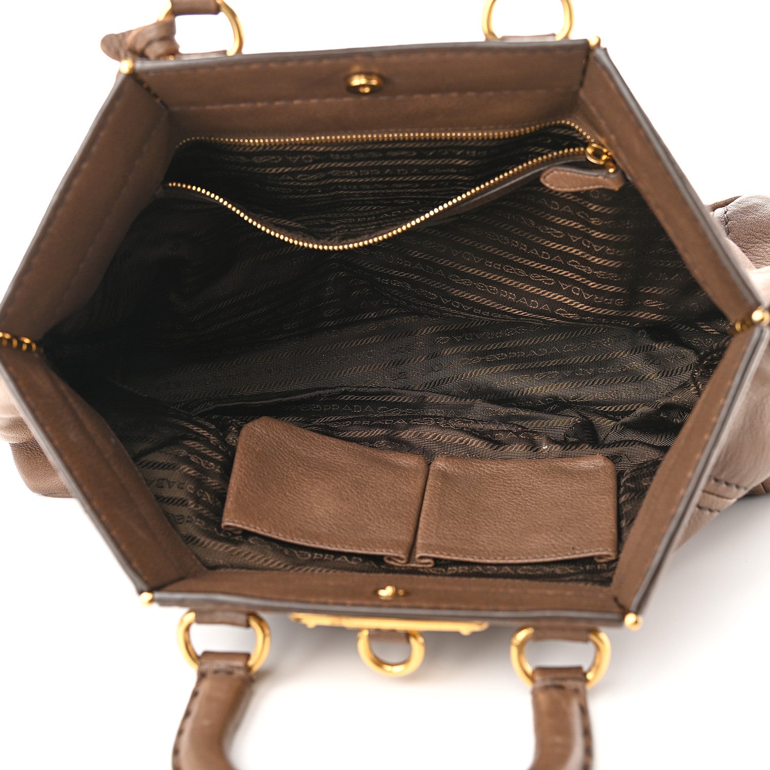 Prada Cervo Antik Top Handle Tote Brown 5 of 13