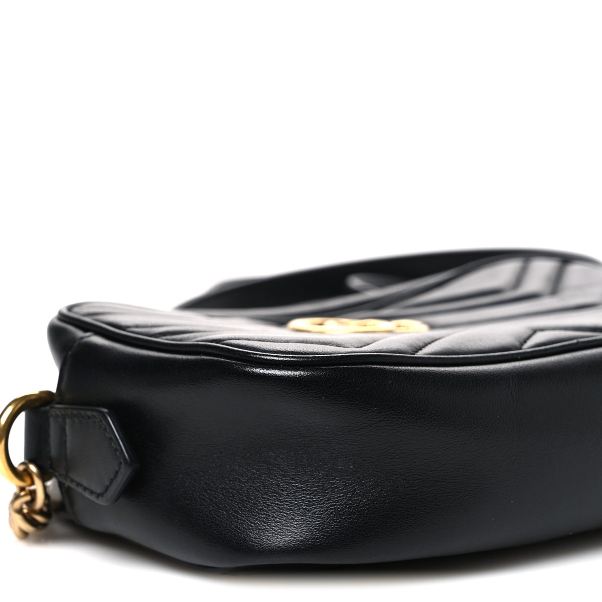 Gucci Calfskin Matelasse Mini GG Marmont Chain Shoulder Bag Black 9 of 10