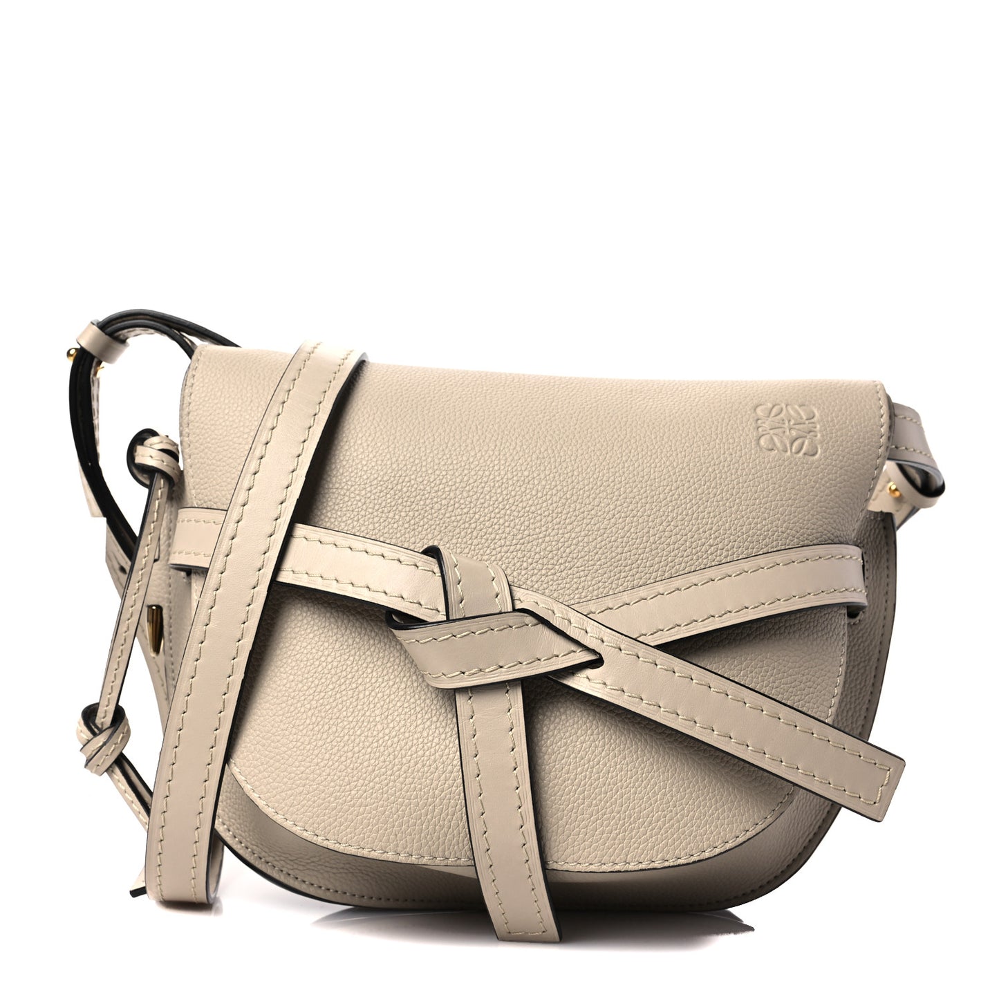 Grained Calfskin Small Gate Crossbody Bag Light Oat