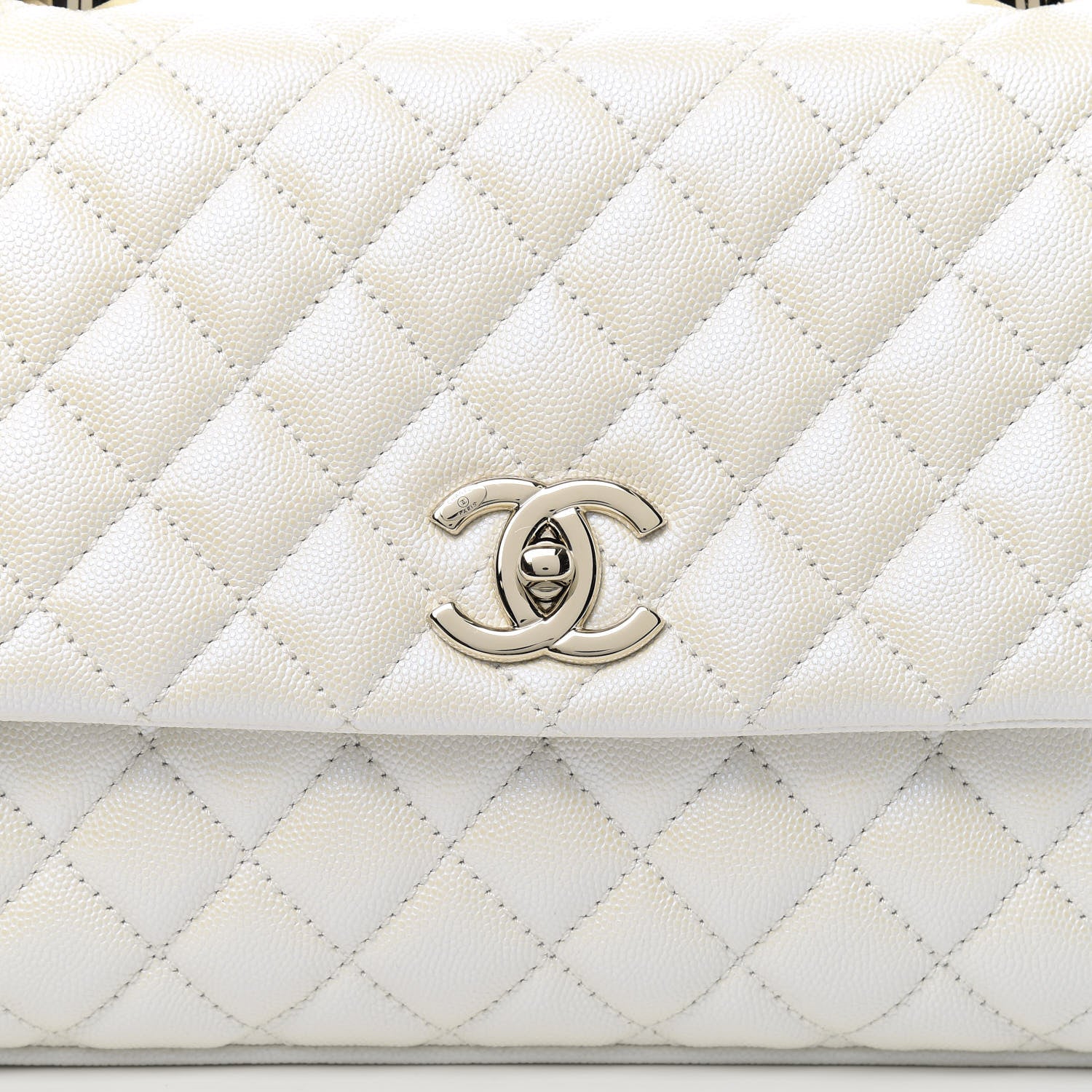 Chanel Iridescent Caviar Quilted Small Coco Handle Flap White 10 of 11