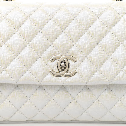 Chanel Iridescent Caviar Quilted Small Coco Handle Flap White 10 of 11