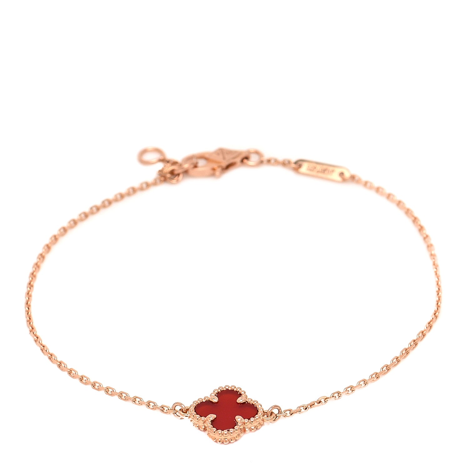 Van Cleef & Arpels 18K Rose Gold Carnelian Sweet Alhambra Bracelet 1 of 7