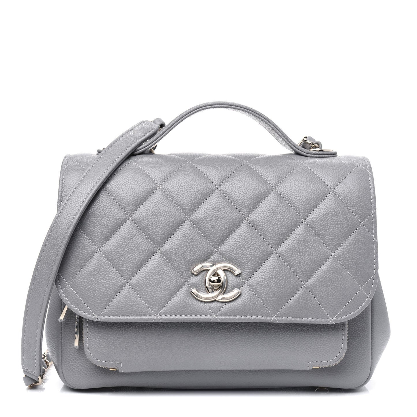 Caviar Quilted Medium Business Affinity Flap Grey