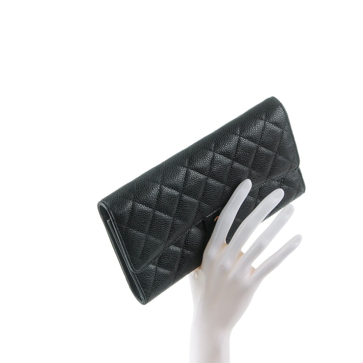 Caviar Quilted Travel Wallet Black