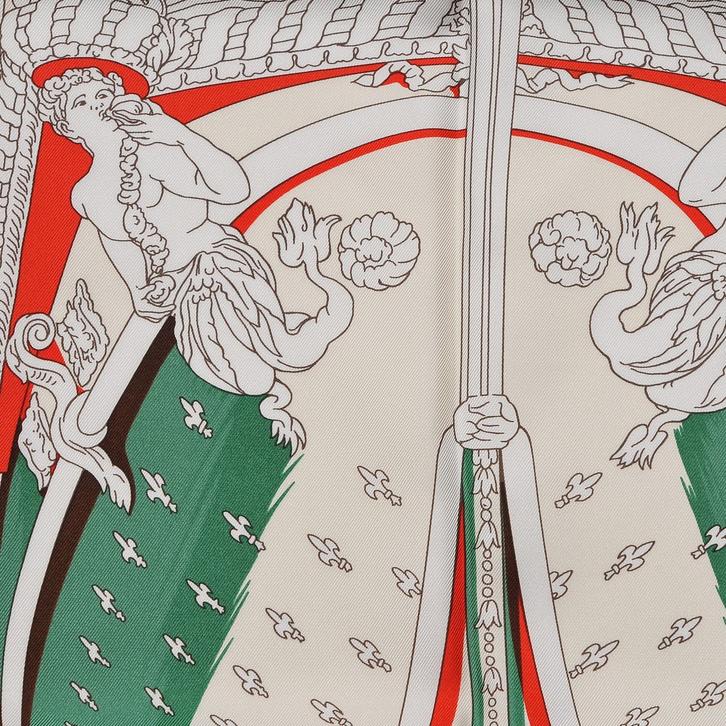 Silk Vue Du Carrosse De La Galere La Reale Scarf 90 Blanc Creme Rouge