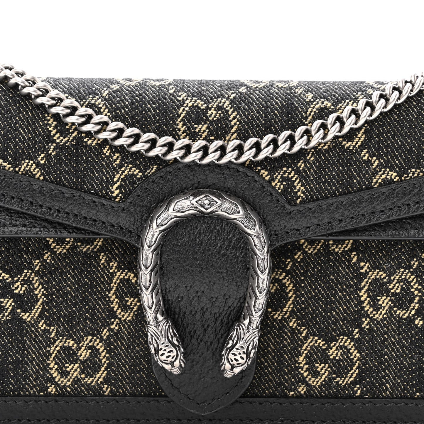 Jacquard Black Denim GG Monogram Super Mini Dionysus Shoulder Bag Black Ivory