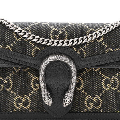 Gucci Jacquard Black Denim GG Monogram Super Mini Dionysus Shoulder Bag Black Ivory 7 of 9