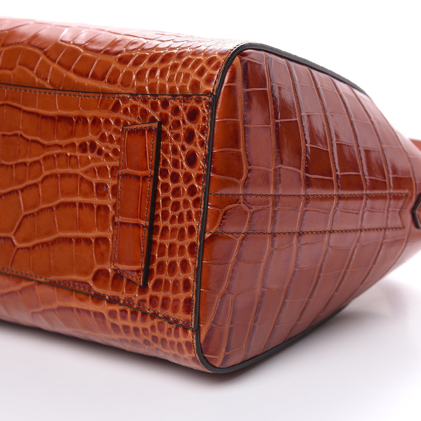 Calfskin Crocodile Embossed Small Antigona Cognac