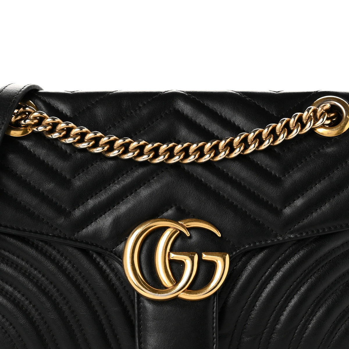 Calfskin Matelasse Small GG Marmont Shoulder Bag Black