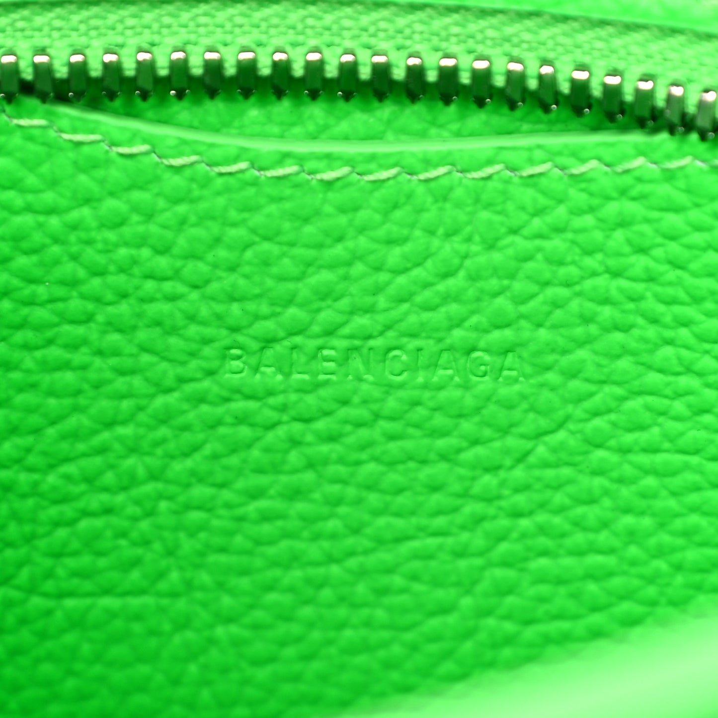 Grained Calfskin Neo Classic Silver Hardware Nano City Crossbody Fluo Green