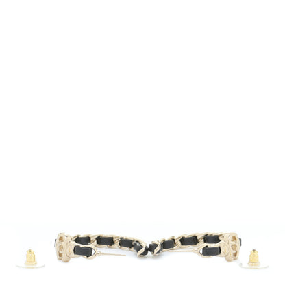 Chanel Lambskin CC Turnlock Chain Hoop Earrings Gold Black 3 of 5