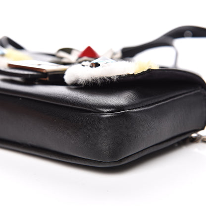Fendi Shiny Nappa Rabbit Fur Crystal Flowerland Micro Buggie Baguette Black Mojito Multicolor 8 of 11