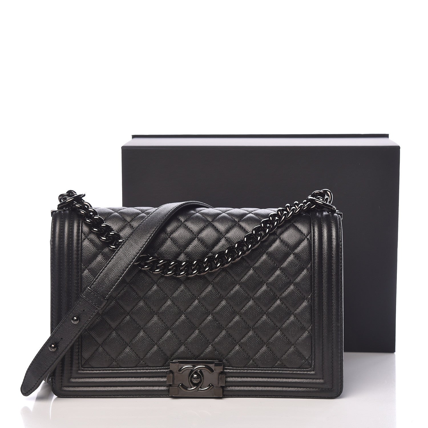 Chanel Caviar Quilted New Medium Boy Flap So Black 17 of 17