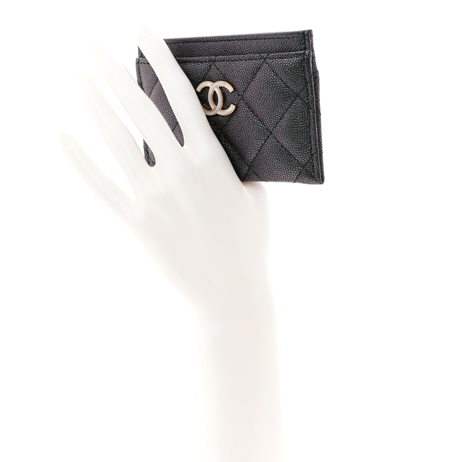 Chanel Iridescent Caviar Quilted Card Holder Black 2 of 8