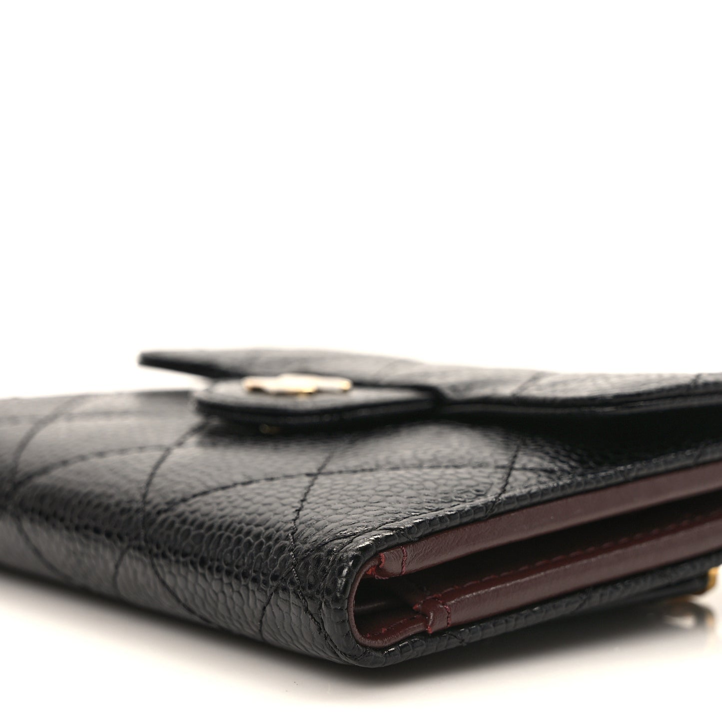 Caviar Quilted Compact Flap Wallet Black