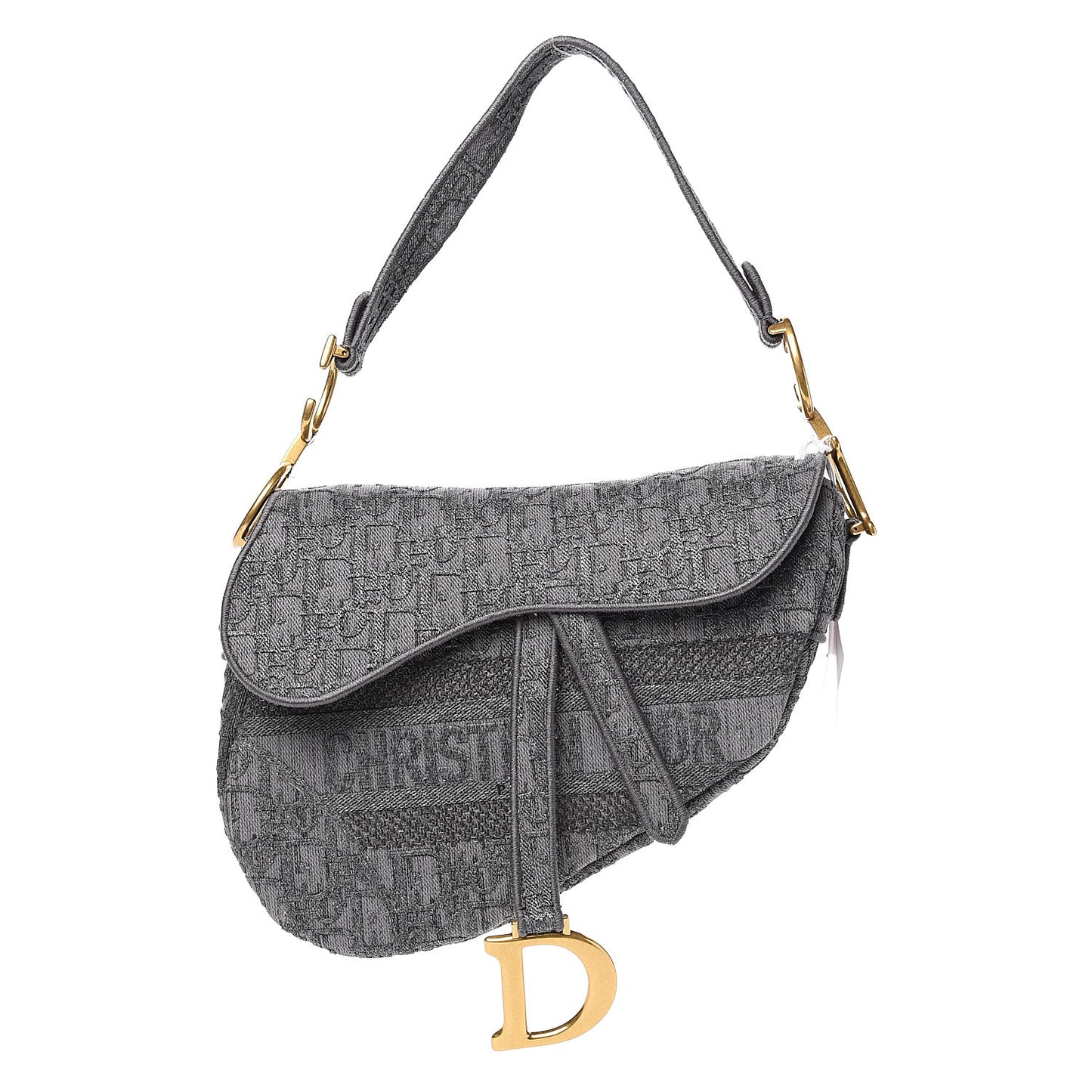 Oblique Denim Saddle Bag Grey