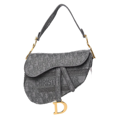 Christian Dior Oblique Denim Saddle Bag Grey 1 of 9