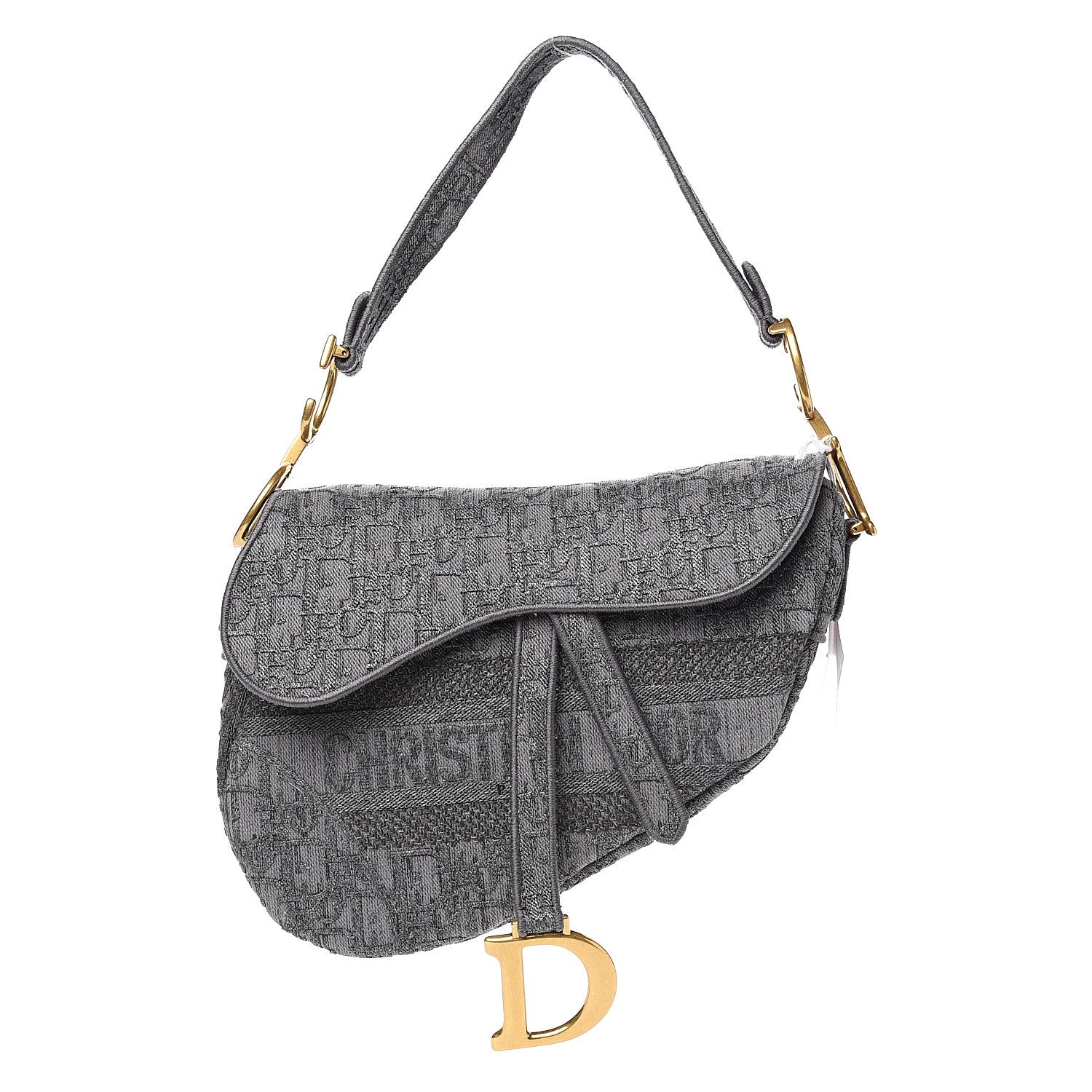 Christian Dior Oblique Denim Saddle Bag Grey 1 of 9