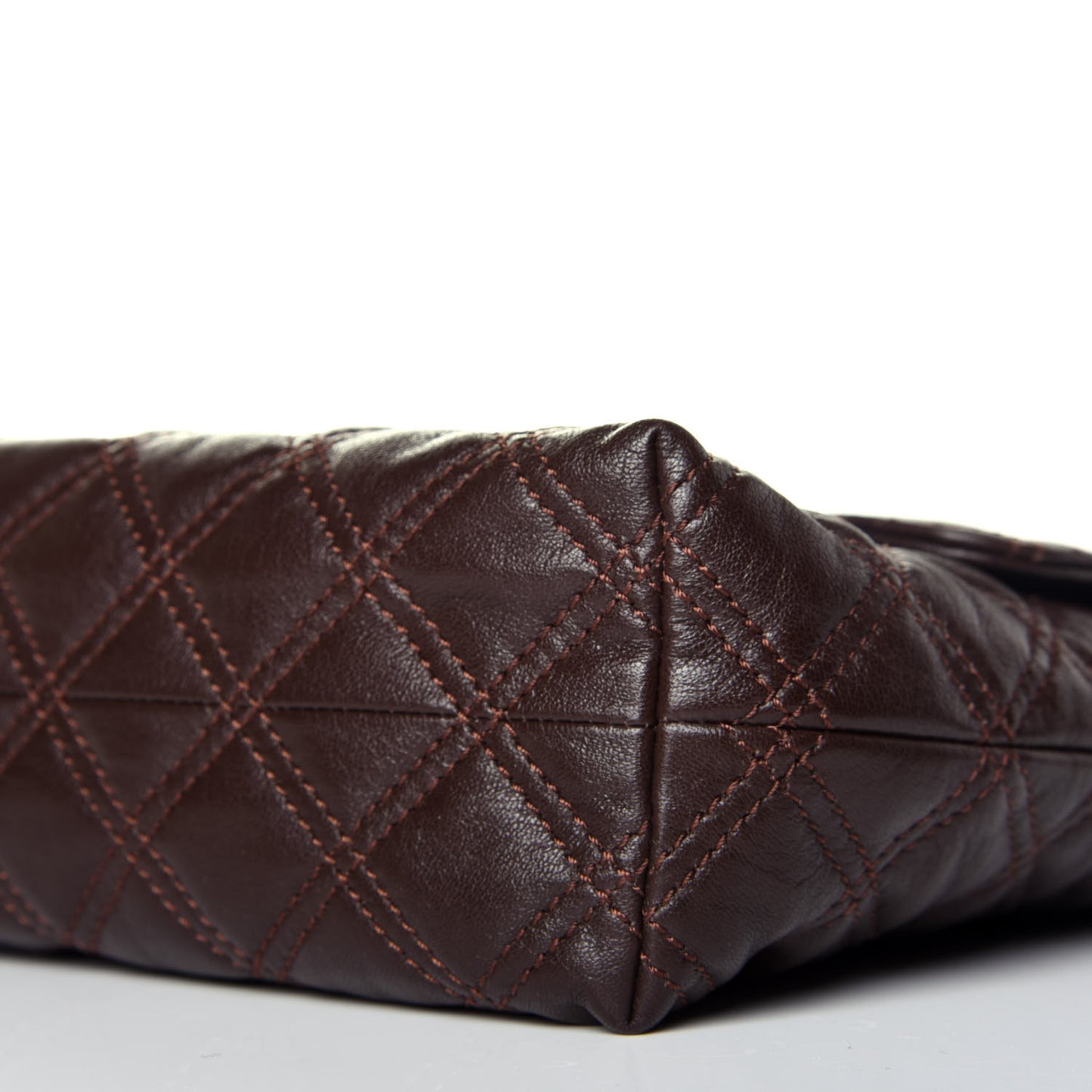 Lambskin Quilted The Large Single Flap Brown