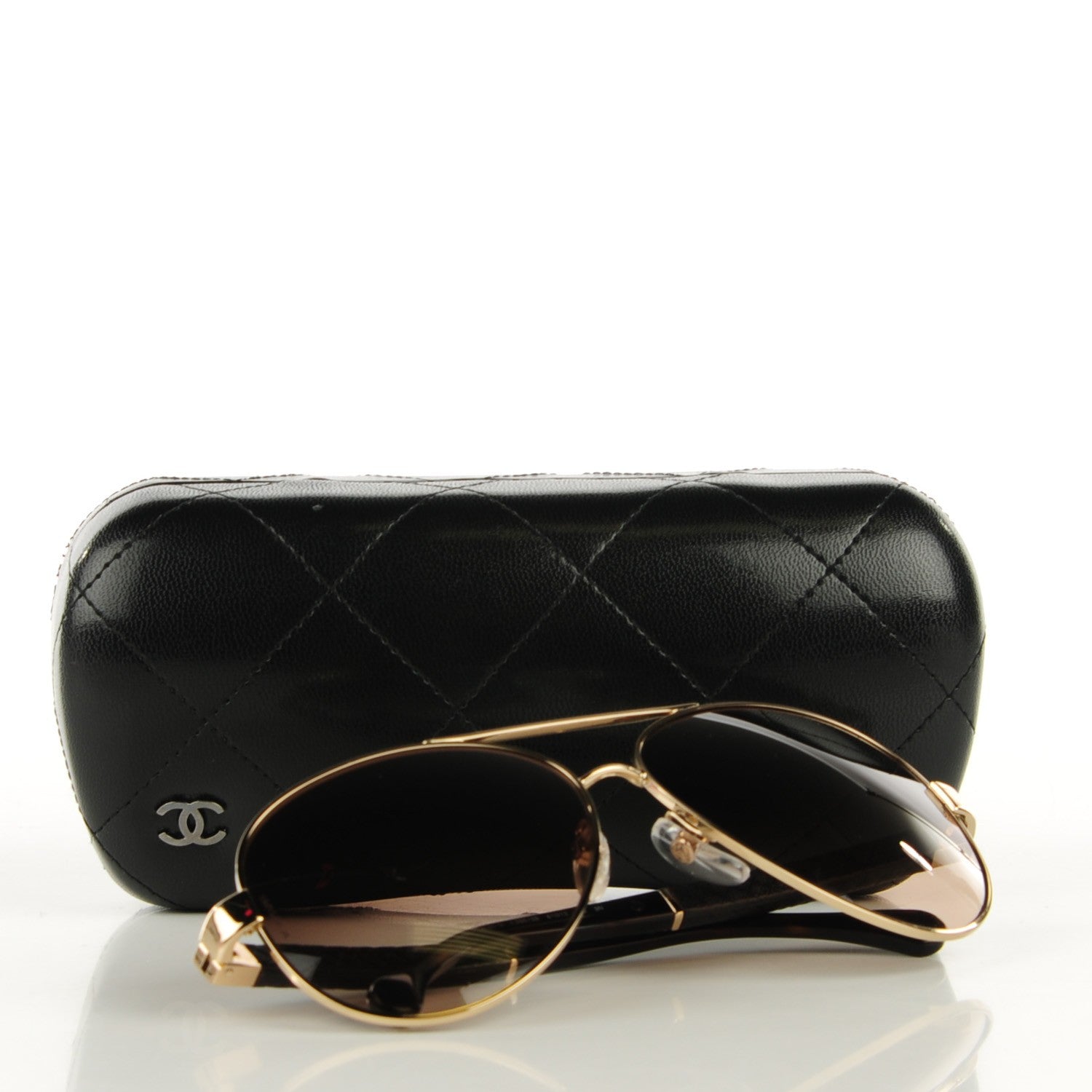 Chanel Lambskin Quilted CC Sunglasses 4195-Q Gold Brown 9 of 9