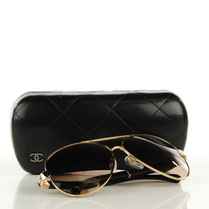 Chanel Lambskin Quilted CC Sunglasses 4195-Q Gold Brown 9 of 9