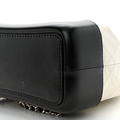 Chanel Aged Calfskin Quilted Small Gabrielle Backpack Black White 10 of 14
