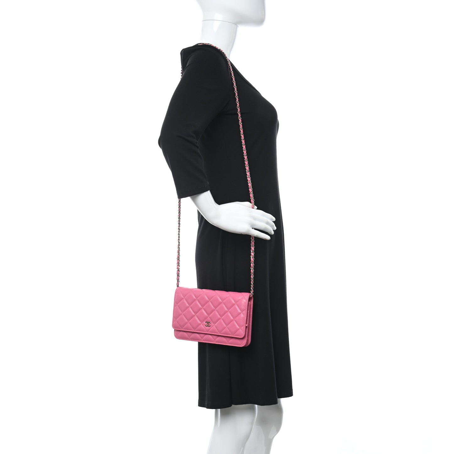 Caviar Quilted Wallet On Chain WOC Pink