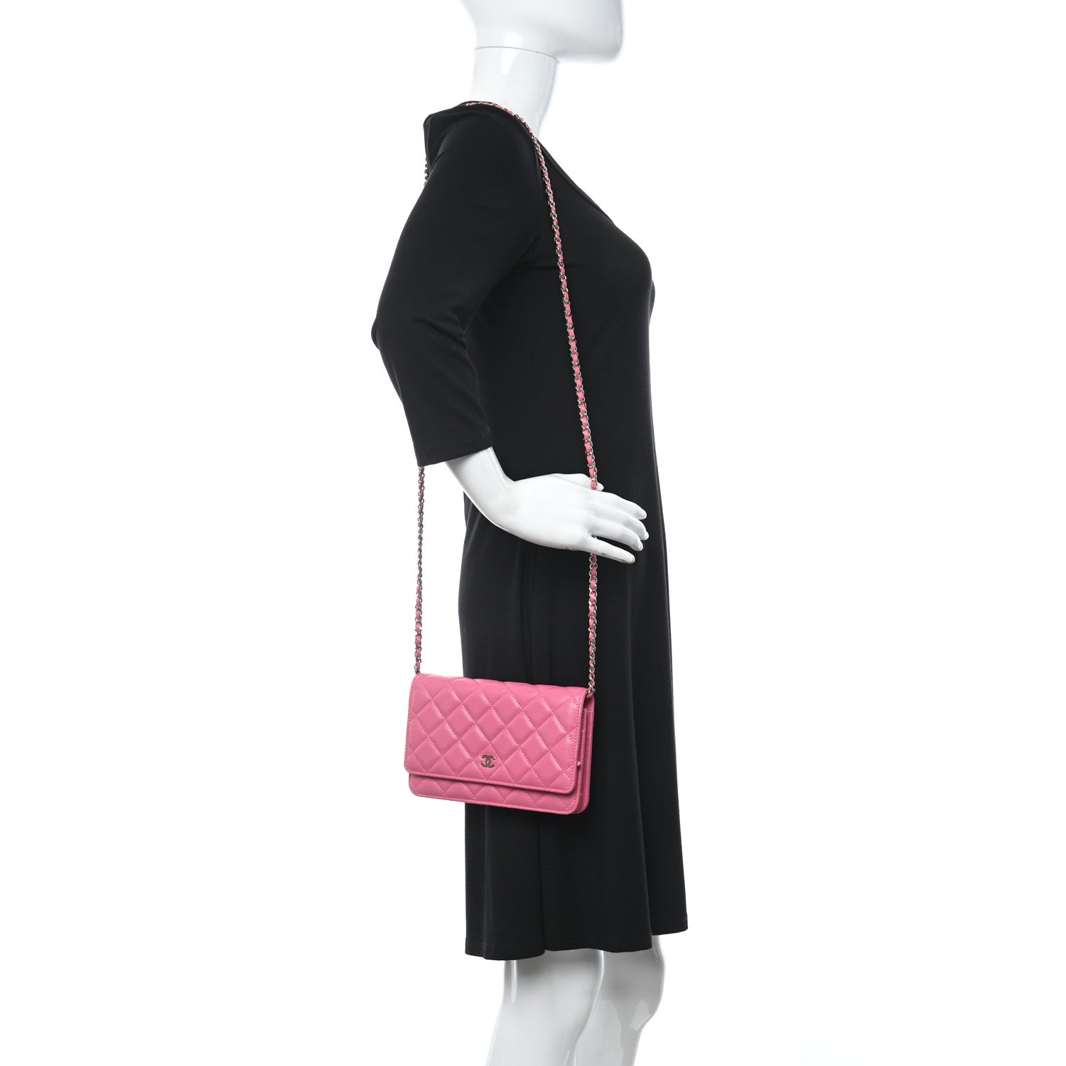 Chanel Caviar Quilted Wallet On Chain WOC Pink 2 of 12