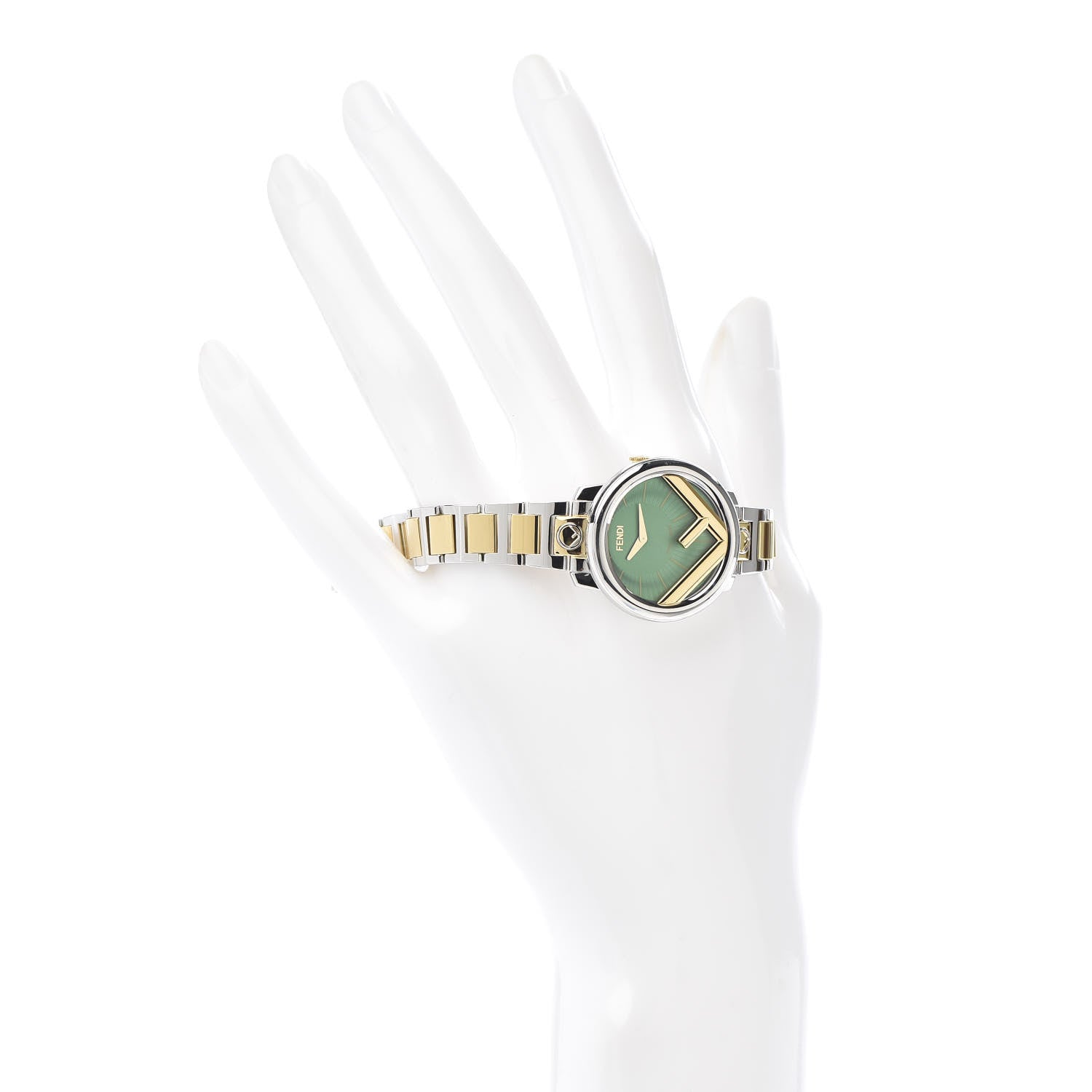 Fendi Stainless Steel 28mm Run Away Two Tone Quartz Watch Green 2 of 6