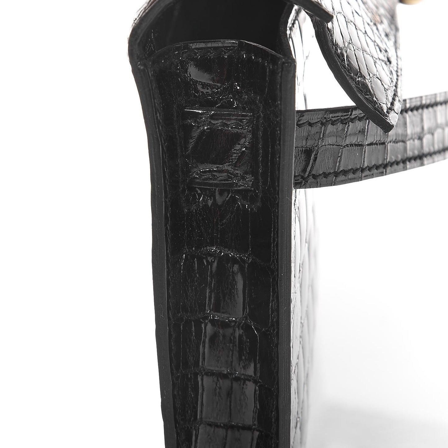 Shiny Niloticus Crocodile Kelly Cut Pochette Black