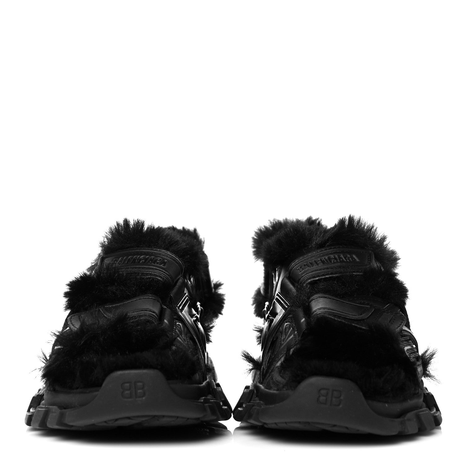 Balenciaga Faux Fur Rubber Mesh Womens Track Sandals 39 Black 2 of 6