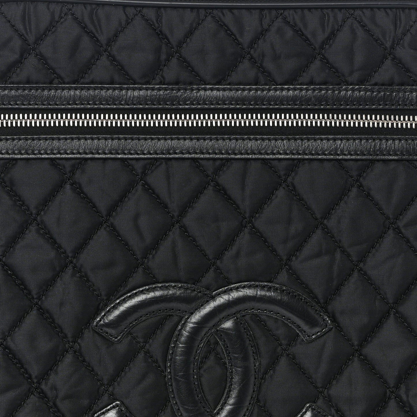 Toile Calfskin Quilted Paris New York Trolley Black