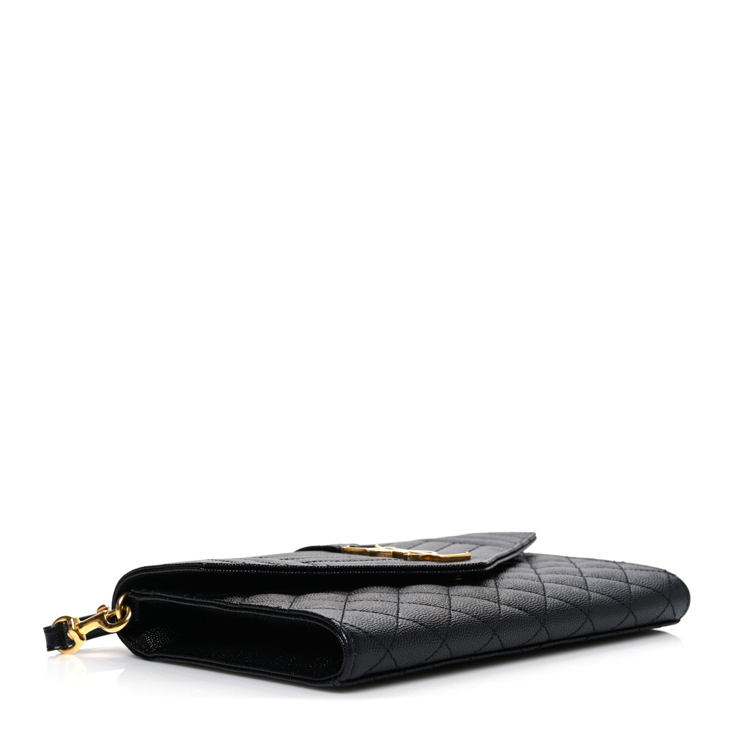 Grain De Poudre Textured Mixed Matelasse Triquilt Monogram Clutch Black