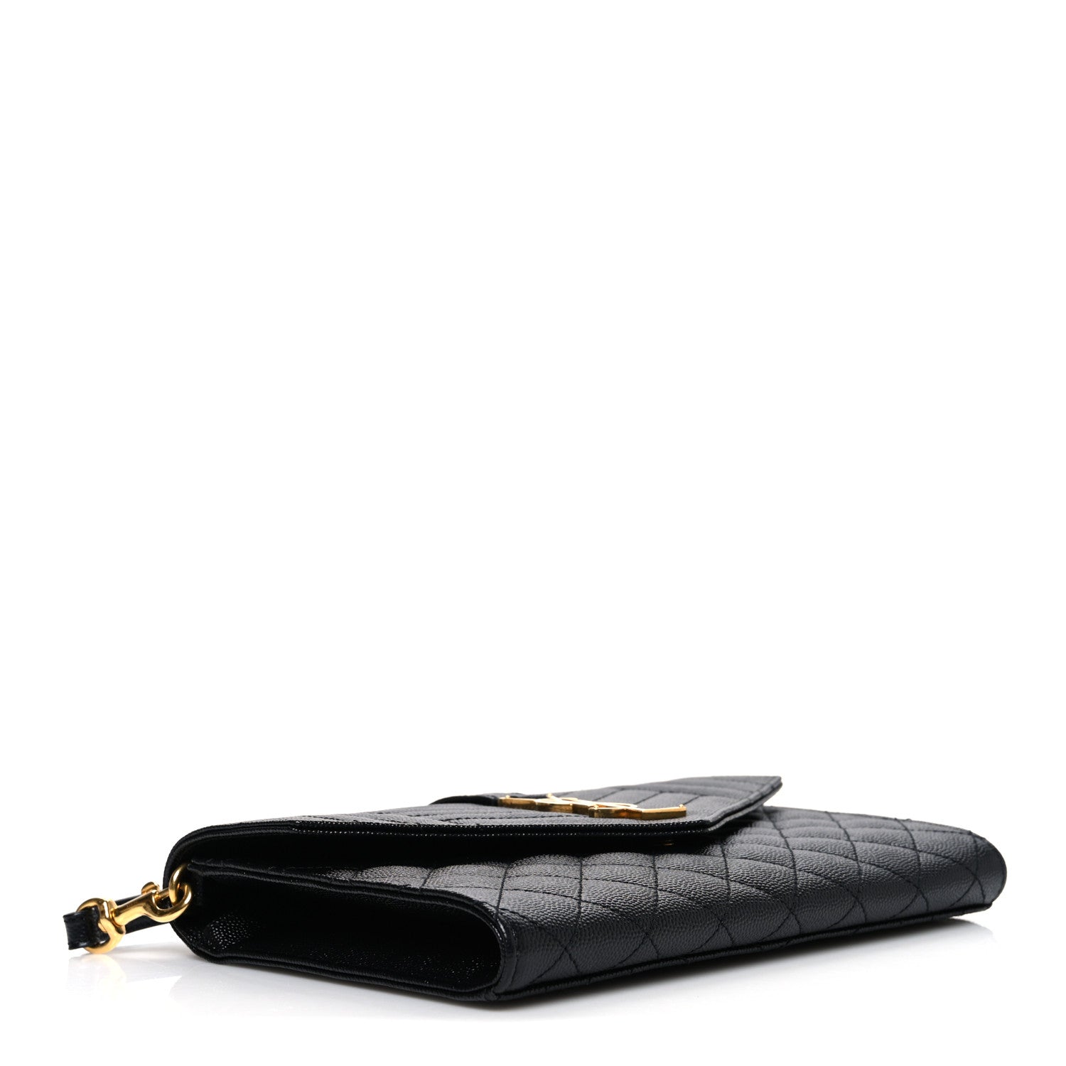 Saint Laurent Grain De Poudre Textured Mixed Matelasse Triquilt Monogram Clutch Black 4 of 10