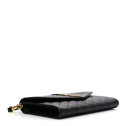 Saint Laurent Grain De Poudre Textured Mixed Matelasse Triquilt Monogram Clutch Black 4 of 10