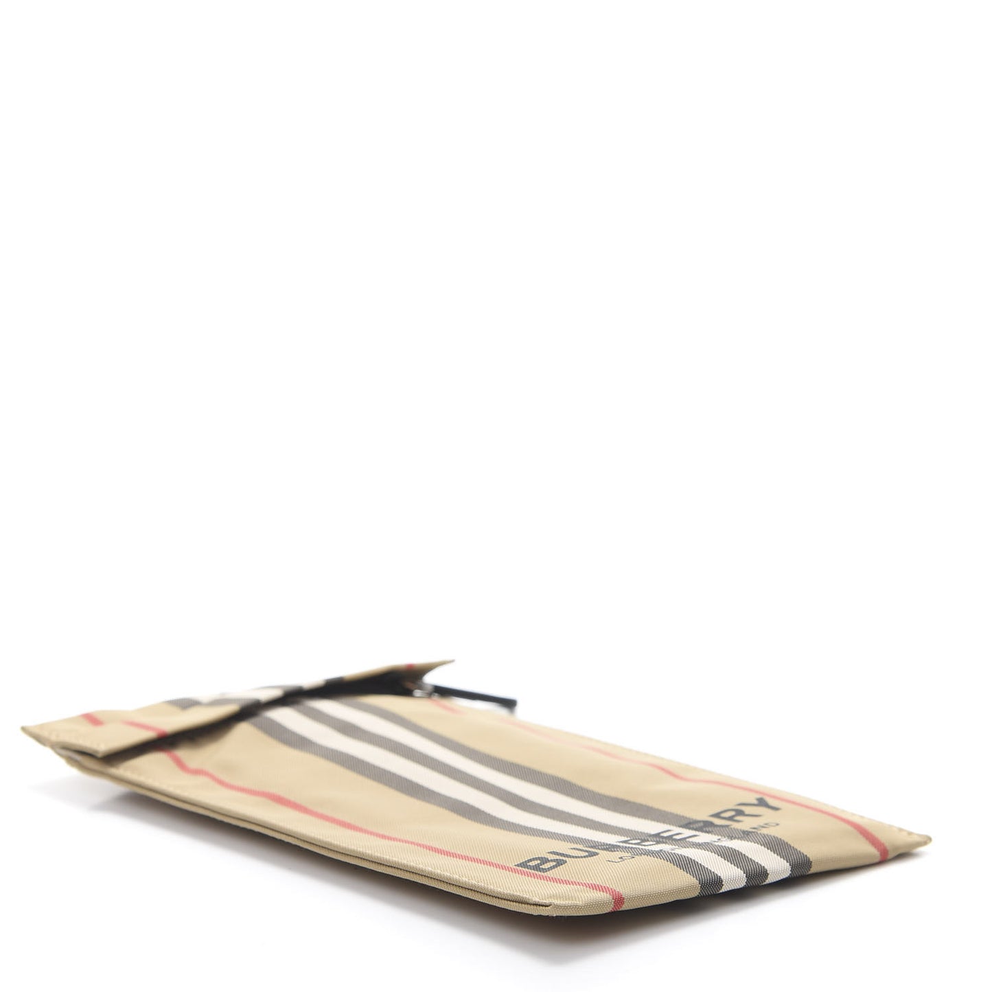 Nylon Vintage Check Print Logo Wristlet Pouch Archive Beige