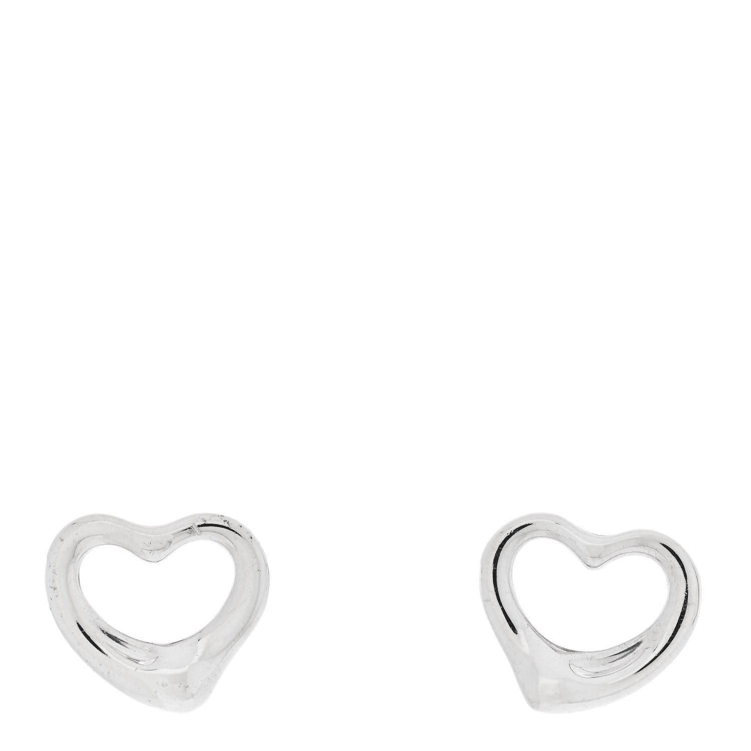 Tiffany Sterling Silver Elsa Peretti 11mm Open Heart Earrings 1 of 4