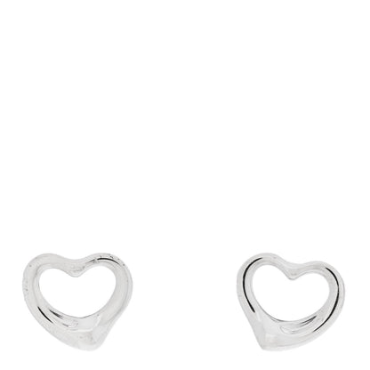 Tiffany Sterling Silver Elsa Peretti 11mm Open Heart Earrings 1 of 4