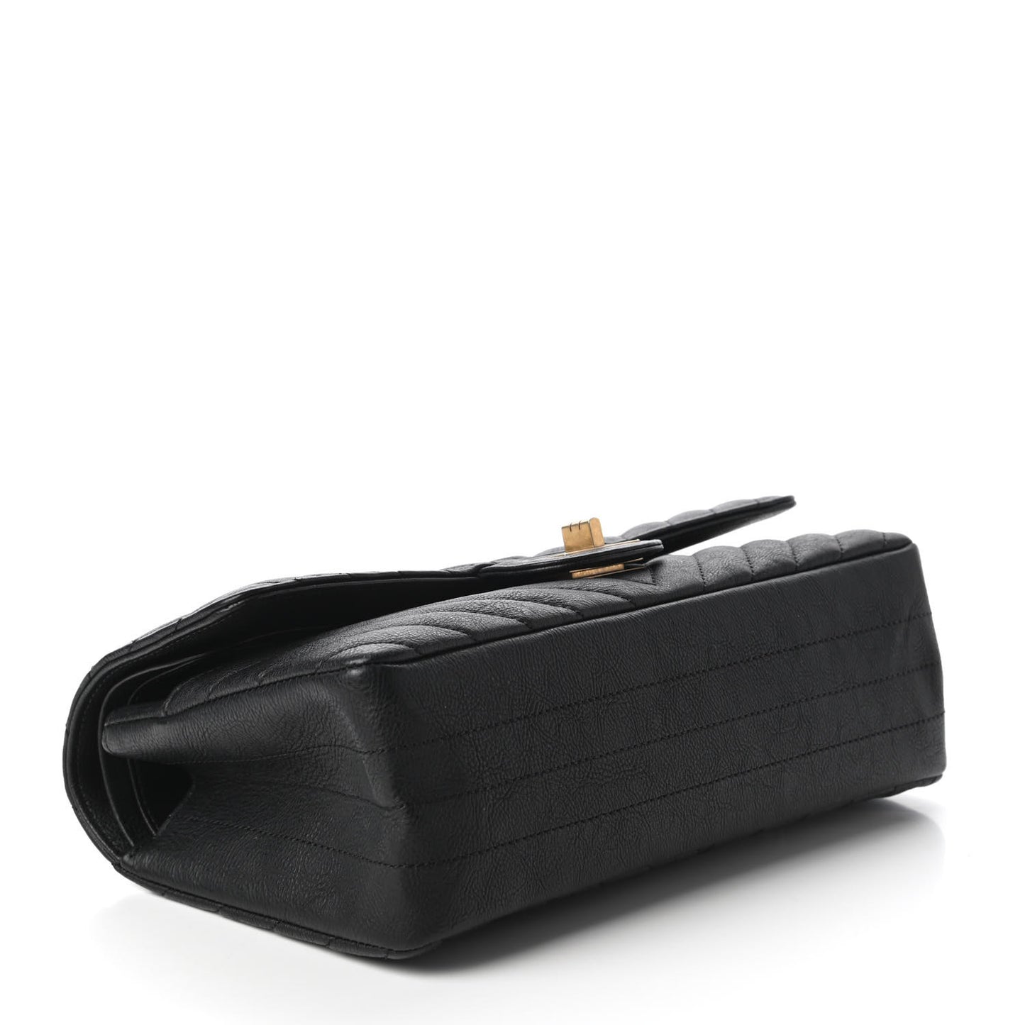 Crumpled Calfskin Chevron Quilted 2.55 Reissue 225 Flap Black