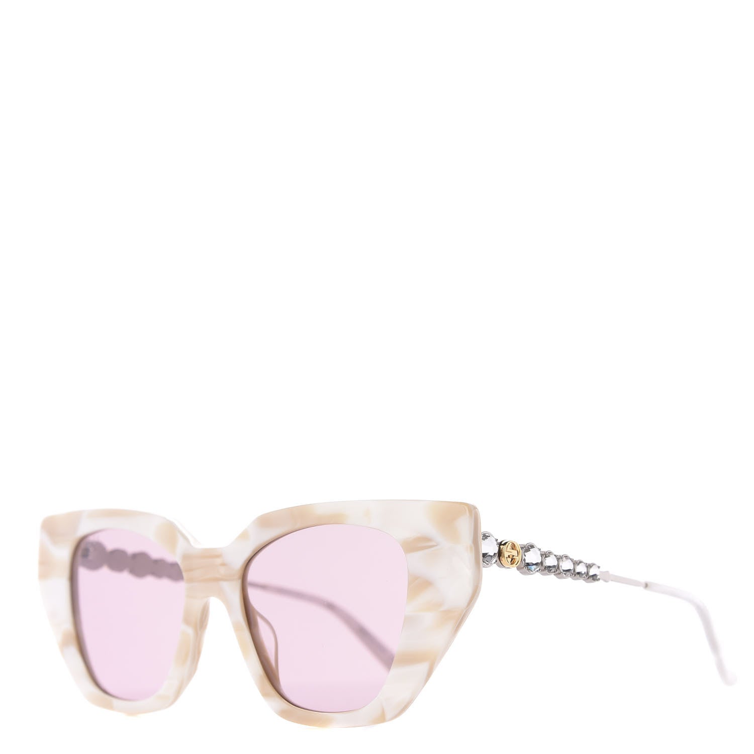 Gucci Crystal Embellished Cat Eye GG0641S Sunglasses White 1 of 8