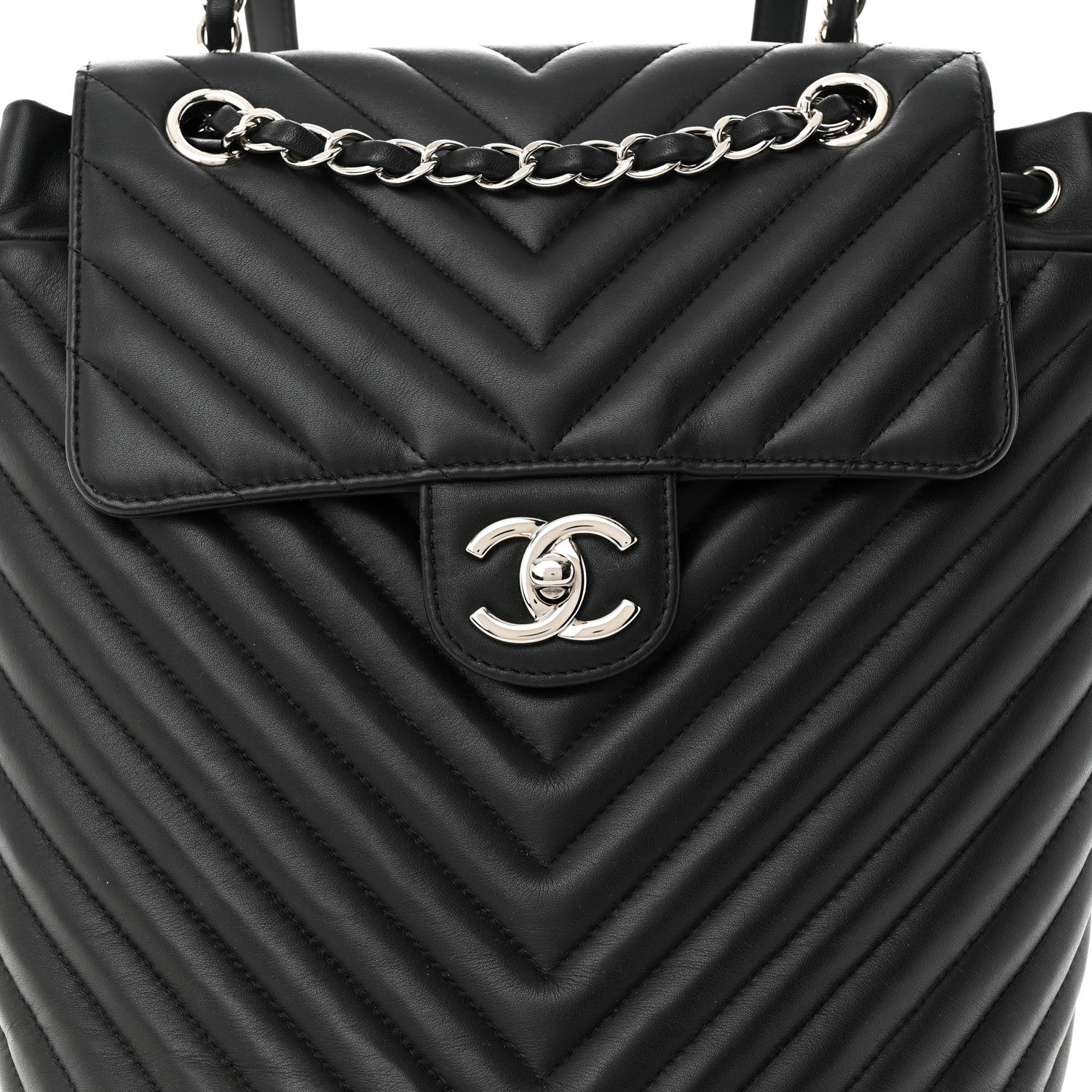 Chanel Calfskin Chevron Quilted Small Urban Spirit Backpack Black 8 of 10